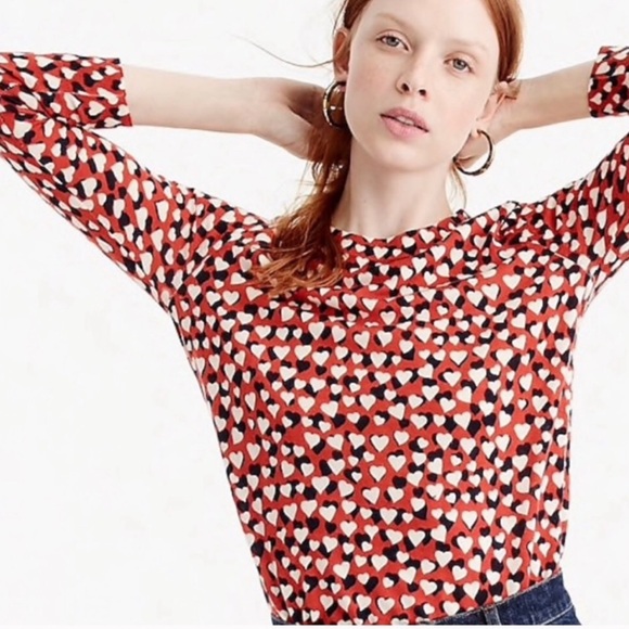 J. Crew Sweaters - J CREW Tippi Sweater in printed hearts-Size Small